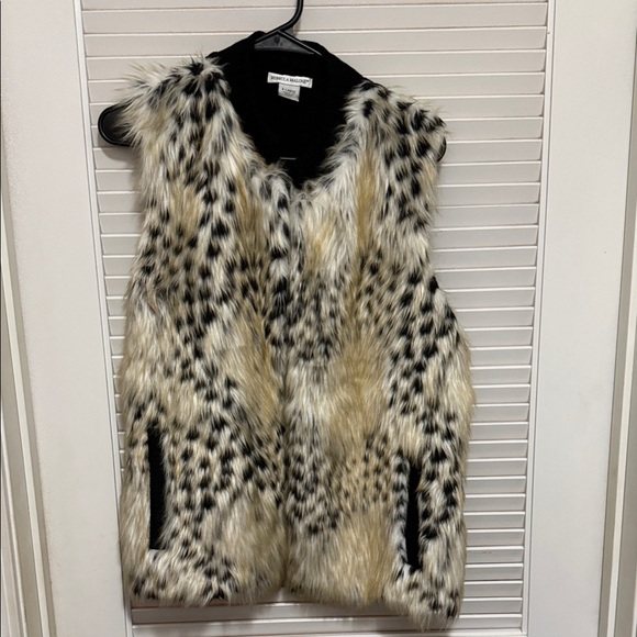 Rebecca Malone Jackets & Blazers - Rebecca Malone Black and Cream Faux Fur Vest